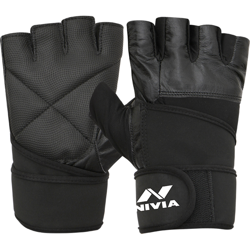 Nivia Pro Wrap Gym Gloves - Black - L