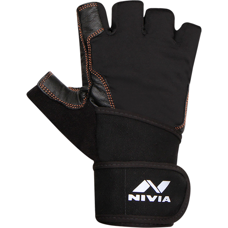 Nivia Cobra Gym Gloves With Strap - Black - L